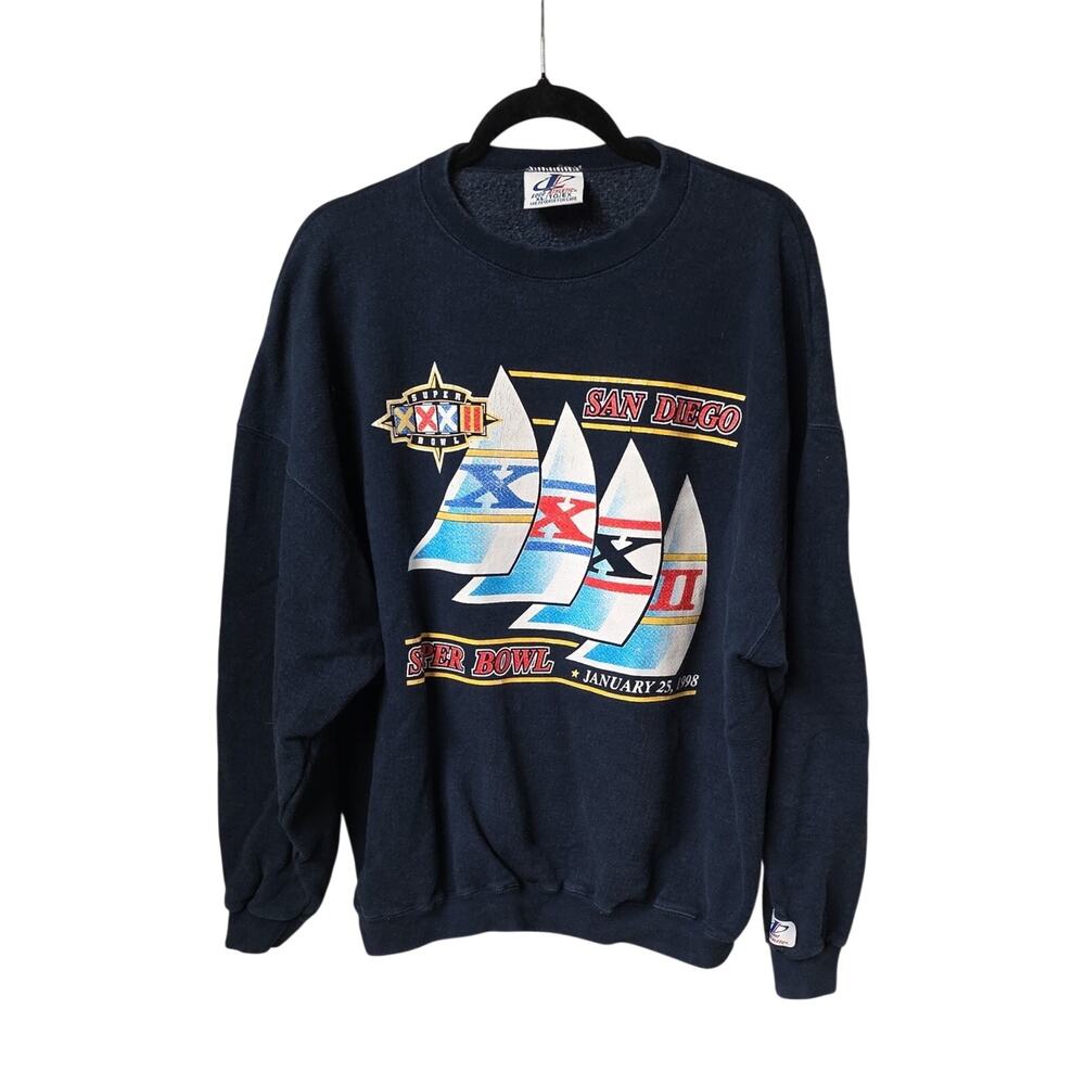 Vintage Navy Blue Sweatshirt 1998 Super Bowl XXXII San Diego Adult Size XL